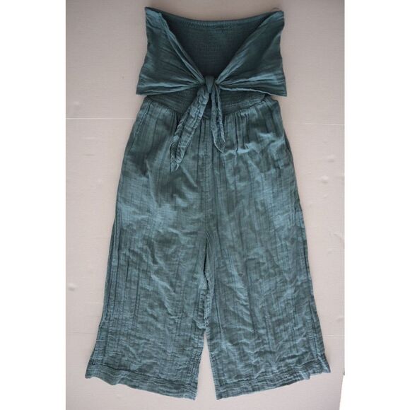 Bishop + Young K3CJS1979 Women Sz M Sea Glass Teal Elva Tie Front Jumpsuit - Picture 1 of 11